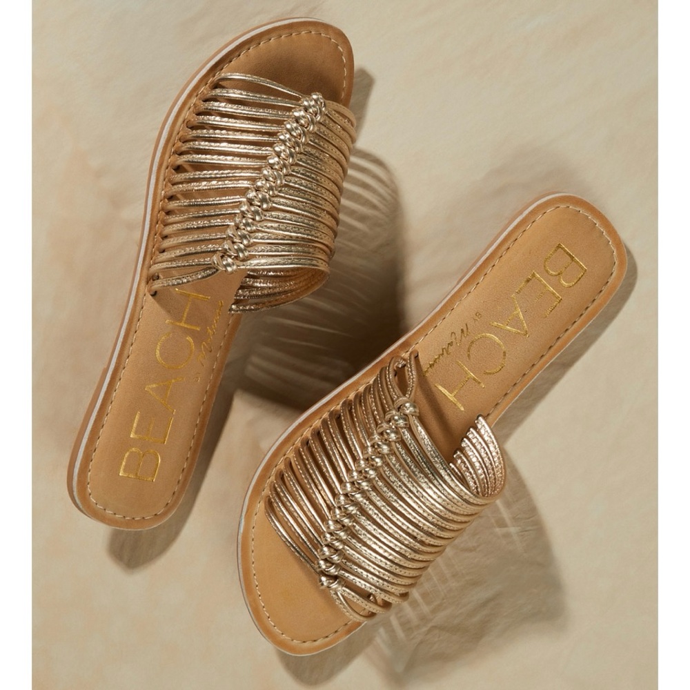 Altar'd State Metallic Gold Braided Slide Sandals